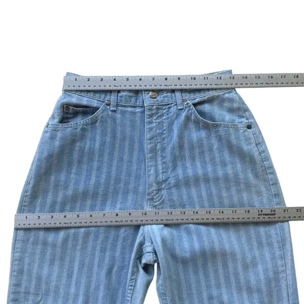 Vintage 80s Lee Riders 300 Series USA Striped Denim High Rise Mom Jeans 11
